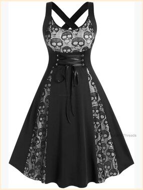 Womens Plus Size Wrap V-Neck Gothic Maxi Dress Cocktail Midi